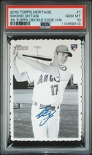 2018 TOPPS HERITAGE 1969 TOPPS DECKLE EDGE HIGH NUMBERS #1 SHOHEI OHTANI PSA 10