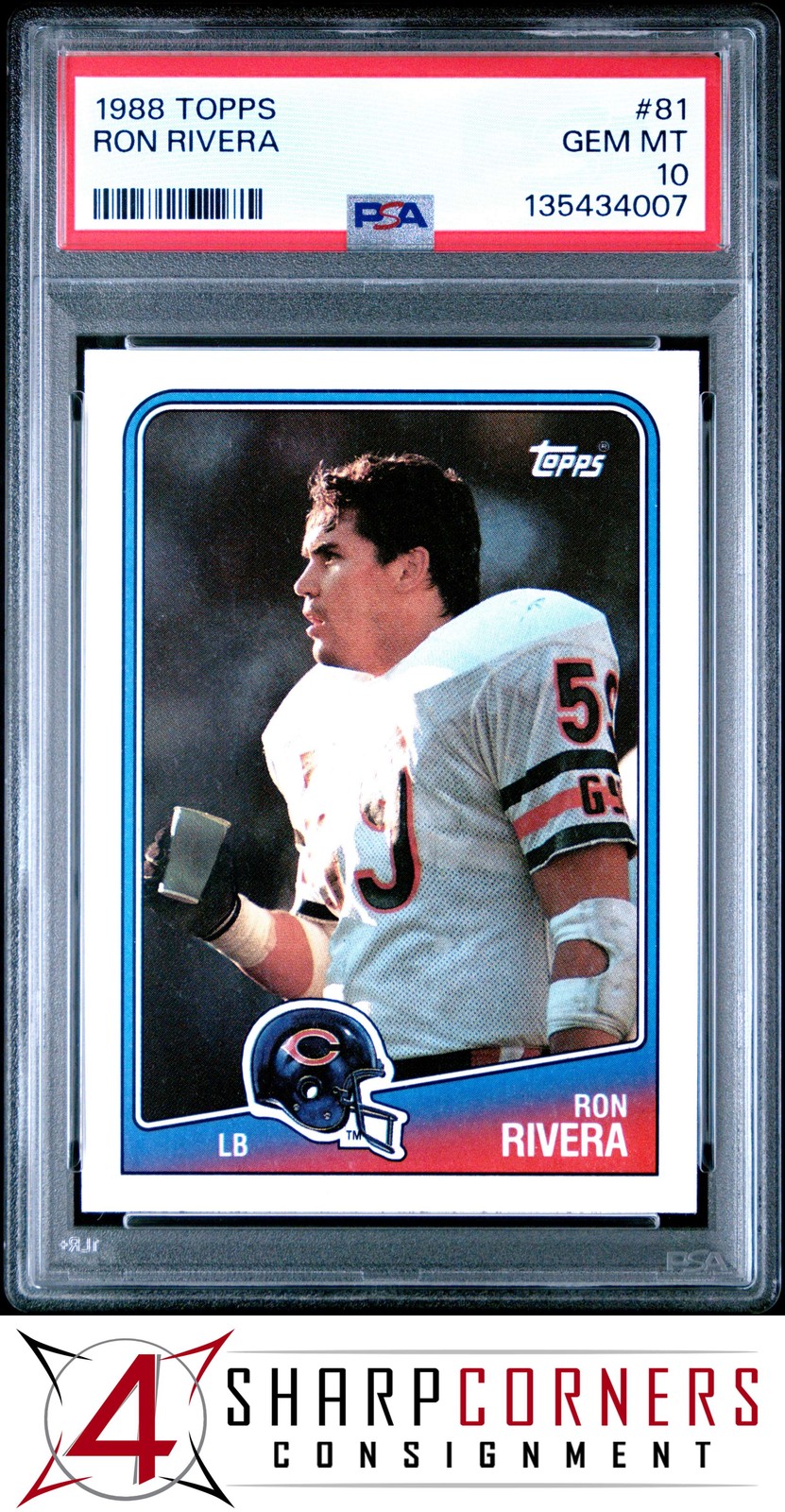 1988 TOPPS #81 RON RIVERA RC BEARS PSA 10