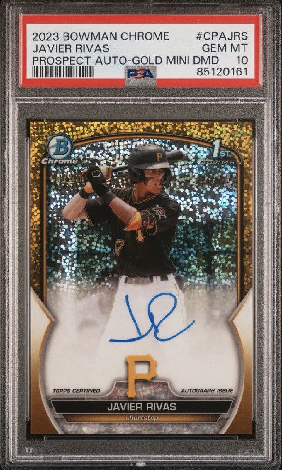 2023 Bowman Chrome Javier Rivas Gold Diamond Refractor Auto #CPAJRS /50- PSA 10