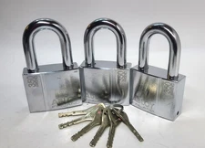 3x Abloy PL350 350 PROTEC2  High Security Padlock Locks KEYED ALIKE - 6 KEYS !!!