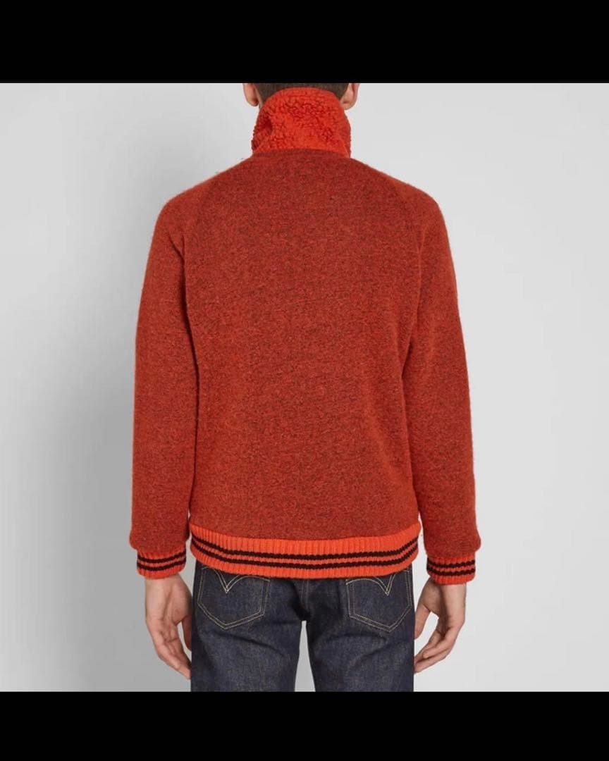 Nigel Cabourn Peak Performance Wool Fleece Zip Jacket Orange