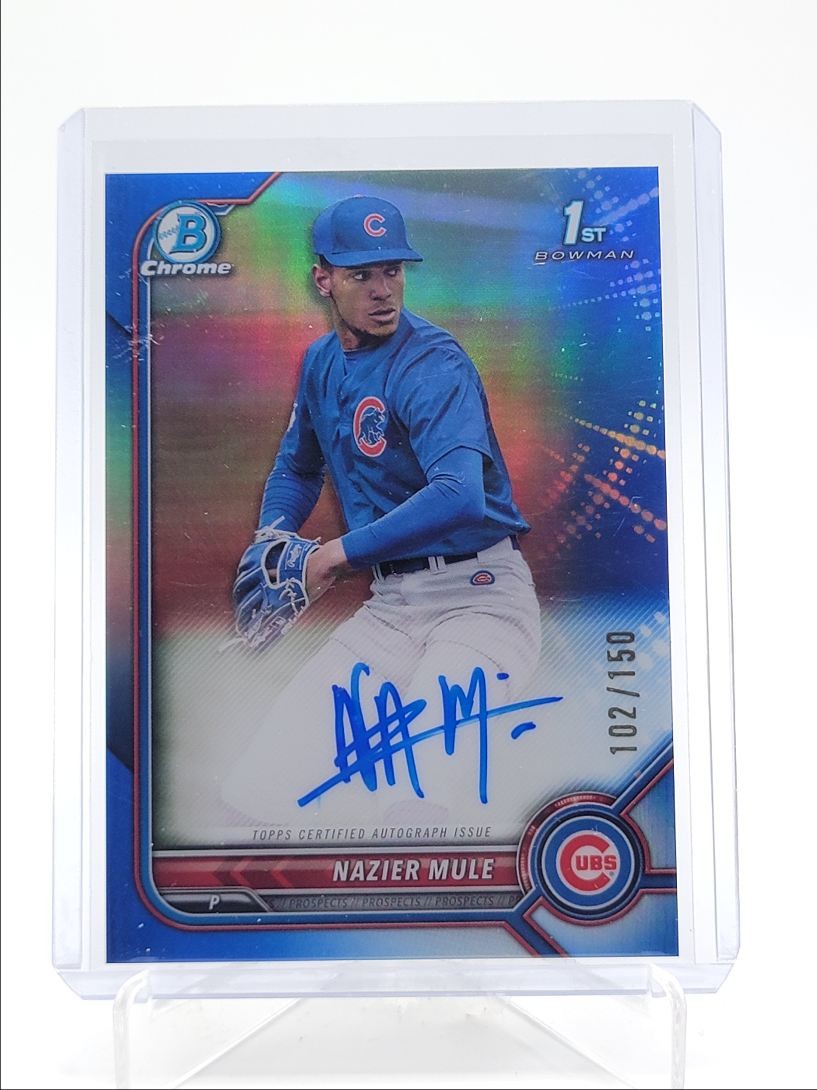 NAZIER MULE 2022 BOWMAN CHROME DRAFT 1ST BLUE REFRACTOR B AUTO /150 Q0566