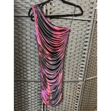 Guess “Opening Act” One‑Shoulder Ruched Bodycon Dress Size 0 – Purple Pink Ombre