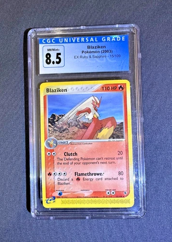 Pokemon Blaziken 15/109 EX Ruby & Sapphire 2003 CGC 8.5 Near Mint+