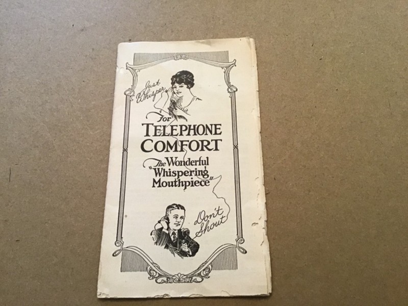 Paper Advertisement Folder for Glass Telephone Attachment Whispering Mouthpiece