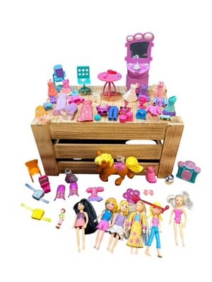 Polly Pocket Lot With Dolls,Accessories, Furniture, Clothing, Etc