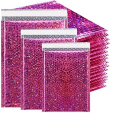 50 Pcs Metallic Bubble Mailers,Holographic Bubble Mailers,Poly Padded Envelop...