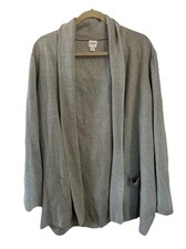 J. CREW Factory Chelsea Sweater Blazer Heather Gray open front 2X 100 Cotton