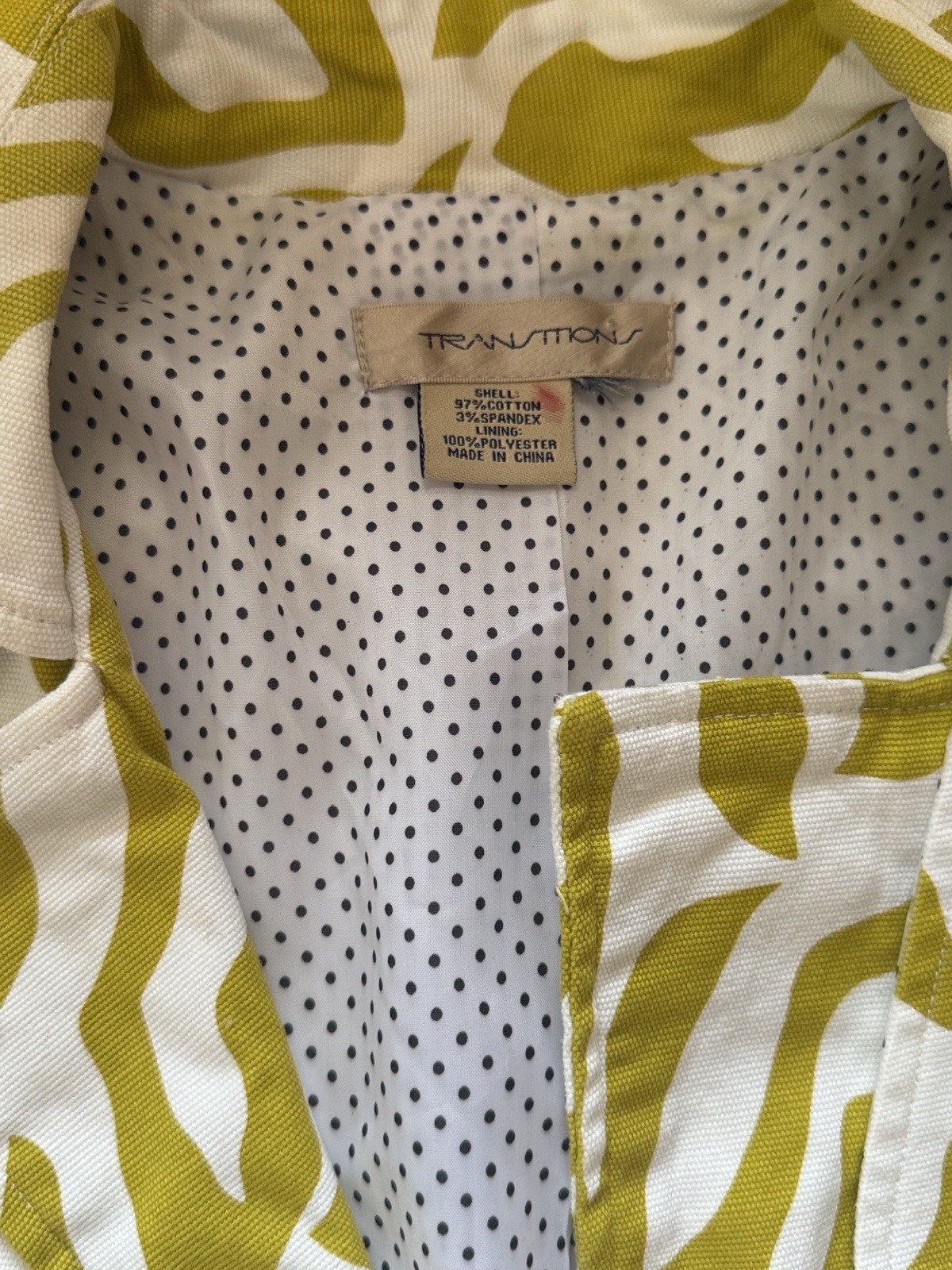 Transitions Stylish Yellow Patterned Jacket size L - image 2