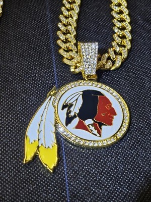Washington Redskins Commanders Throwback Chain Iced Out Crystal 24'' Necklace