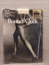 VTG 1988 Round the Clock Urban Stripes Pantyhose Ivory Pin Up Retro