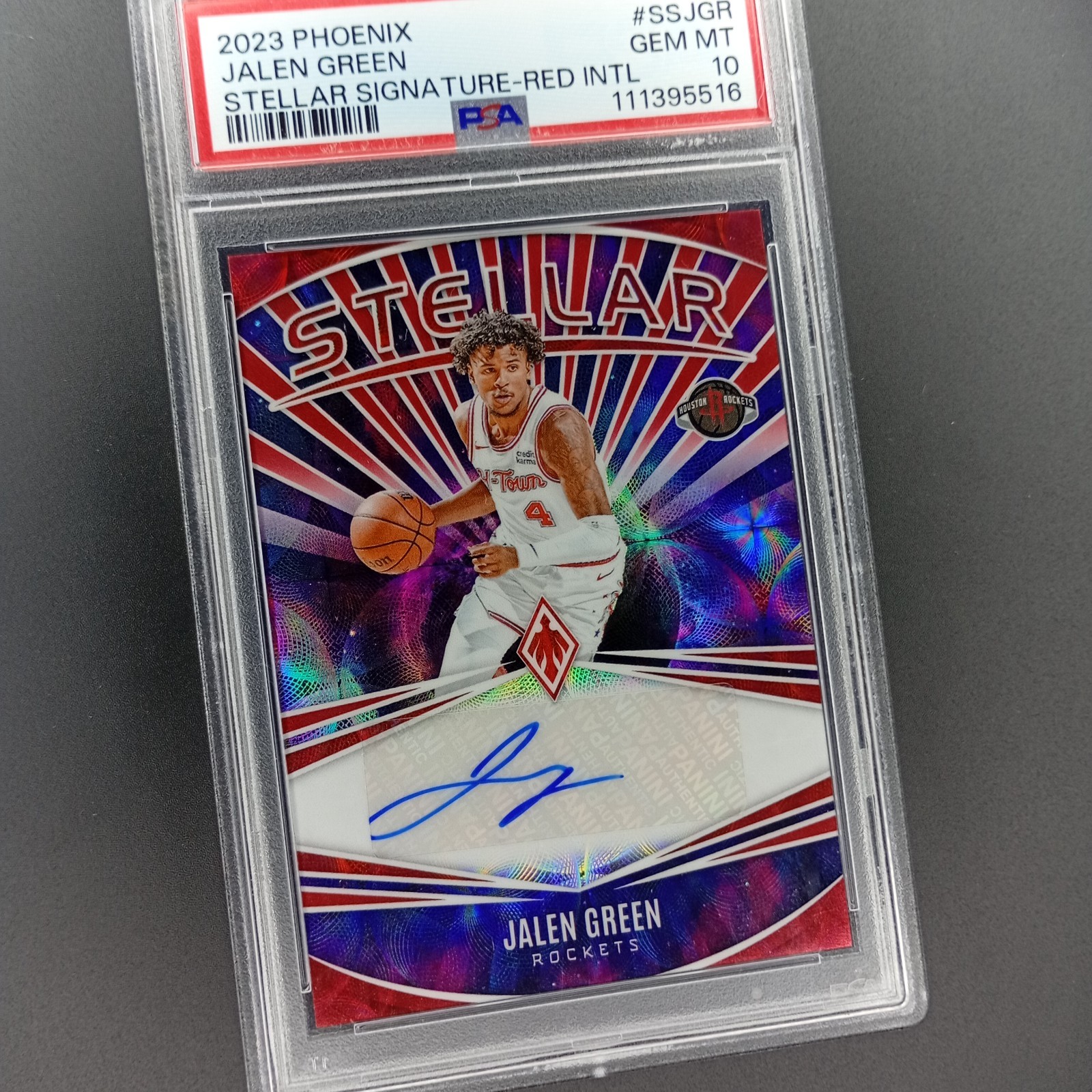 2023-24 Panini Jalen Green #SSJGR Stellar Signature Red Choice /25 PSA 10 view 6