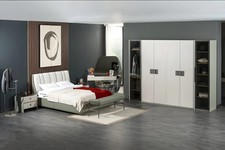 Grupa Rama łóżka Sypialnia Podwójne łóżko Konsola Szafka Biała 6 szt. Drewno