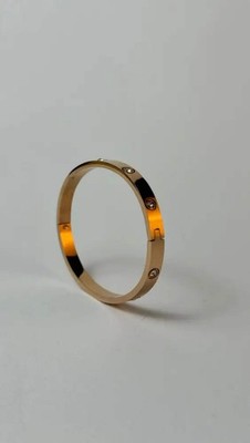 Zircon Studded Stainless Steel Copper Plated Bangle Bracelet