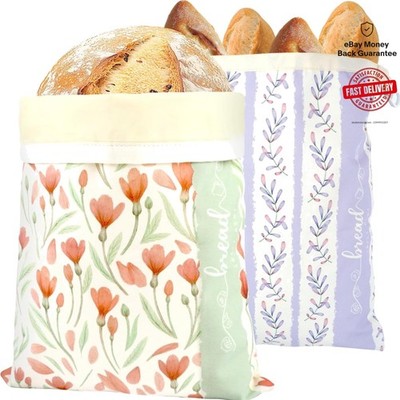 Beeswax Linen Cotton Bread Bags - XL Size for Fresh Sourdough & Bagels (2 Pack)