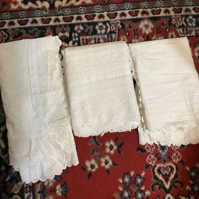 Martha Steward 4 Pcs(1)bed Skirt 1)EURO 2 Pillow Shams  Eyelet STND Ivory Cotton