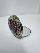 Vintage Scottish Thistle Compact Mirror - Silver Tone Celtic Knot Enamel Design
