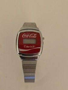 Vtg Coca-Cola Coke Is It! Digital Quartz Watch Stretch Band Needs Battery