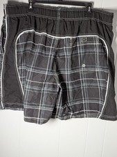 OP swim Trunks Men Black w/ Green Plaid Size 2XL Netted 44-46