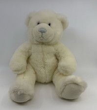 Vintage Build A Bear Plush White Bear Blue Nose Stuffed Animal 1990s 15"