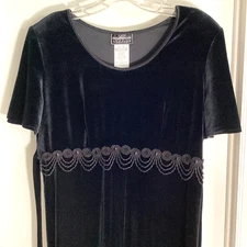 Women's Black Maxi Dress (12)  Vintage Molly Malloy Poly Spandex Velvet Feel