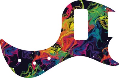 WD Custom Pickguard For Gibson 5 String EB5 Bass #GP01 Rainbow Paint Swirl Gr...