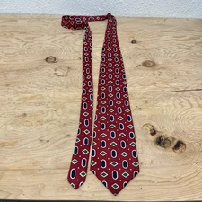 Pierre Cardin 100% Silk Made In America Red Geometric Shape Pointed Tip