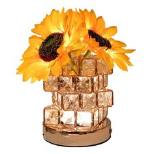 Image of Sunflower Cordless Table Lamp 3 Color Crystal Lamps  Bedside Lamps5967