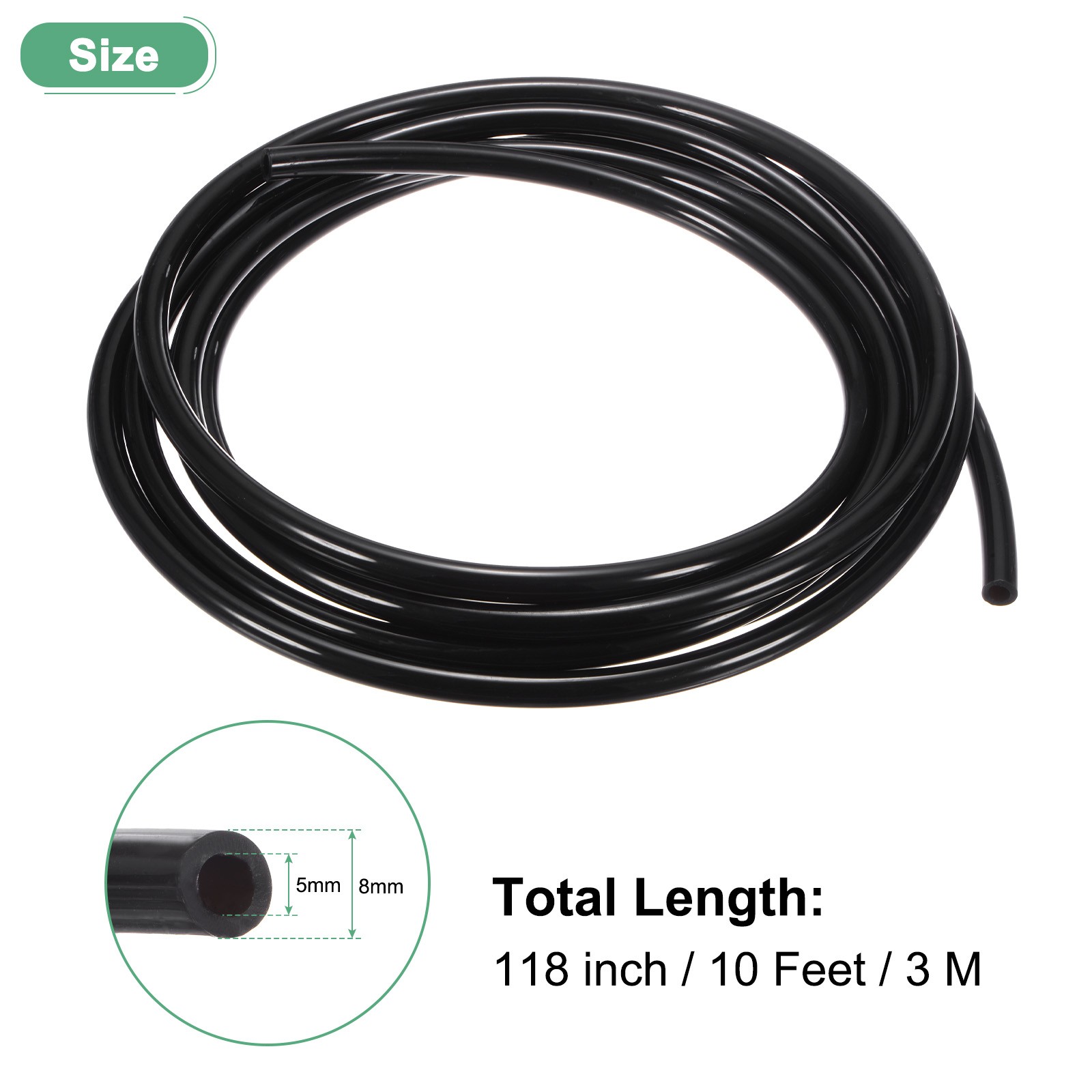 Tubing Carburetor Fuel Vent Line 5mmx8mmx3m Polyurethane Gas Oil Tube Black