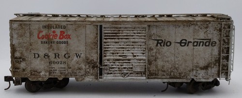 Coche de caja MTH 20-93355 "O-Gauge" Denver Rio Grande 40' AAR #60028 (Hi-Rail) | Condition: Used