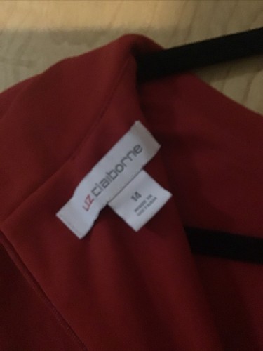 Liz Claiborne Women's Dress Size 14 Red Short Sleeve Stretch Knit Sheath - Picture 2 of 3