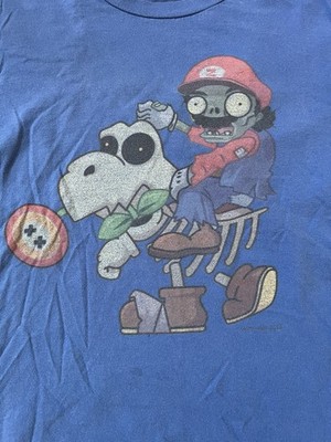 Adult Size Large Super Mario w/ Plant vs Zombies Short Sleeve Pull Over T-Shirt