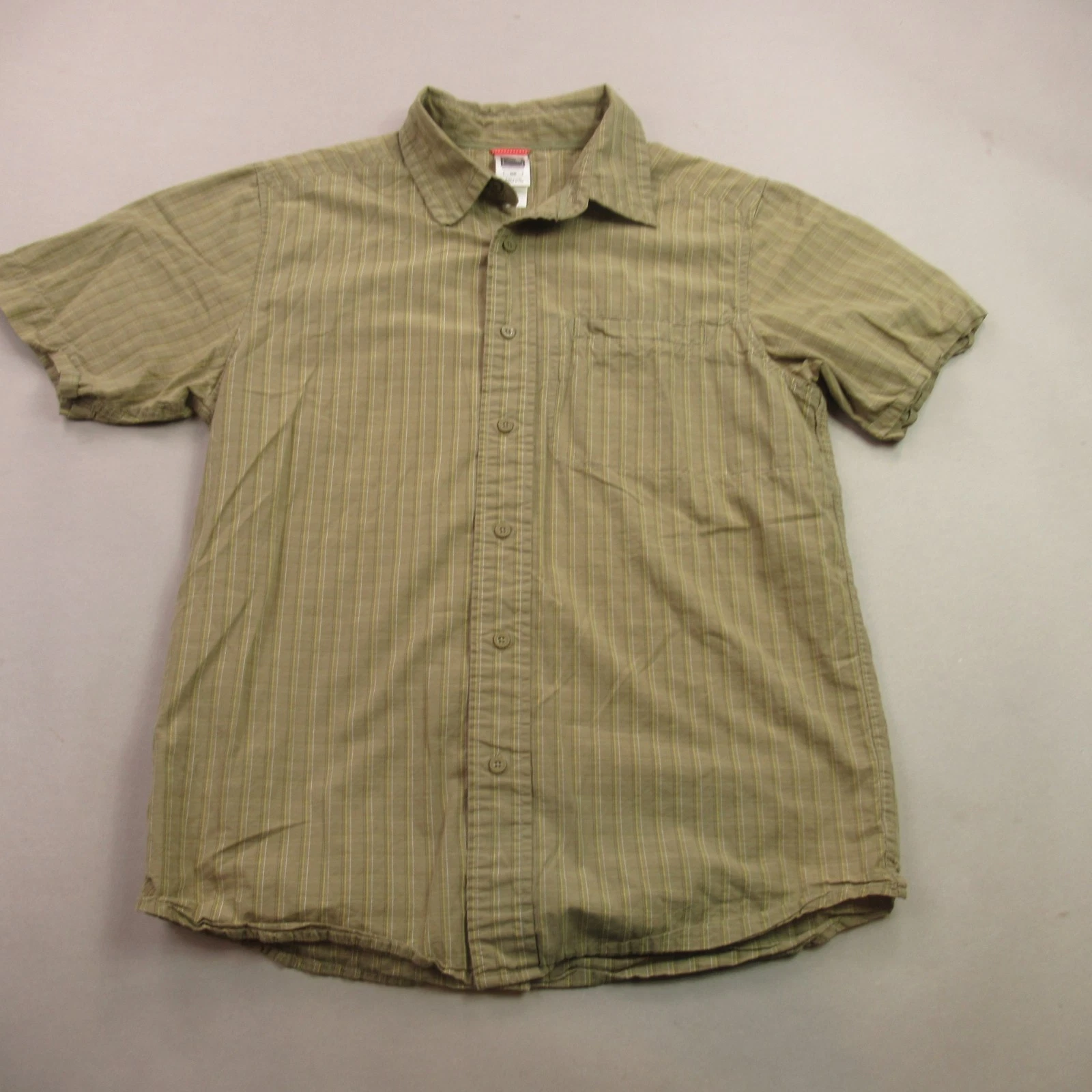 North Face Shirt Mens Medium Button Front Short Sleeve Pocket Yellow Plaid