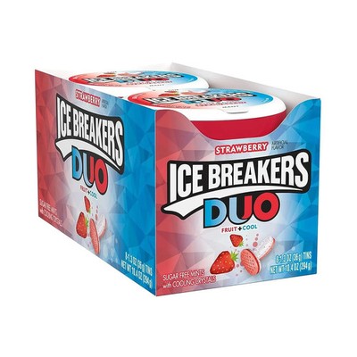 ICE BREAKERS Duo Fruit Plus Cool Strawberry Sugar Free, 1.3 oz, 8 PK, 1 BOX