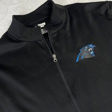 Carolina Panthers NFL TEAM Front Zip Long Sleeve Active Jacket Men 2XL Black  