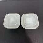 Vintage Fire King Anchor Hocking Milk Glass Dish w Lid Square OvenWare Set of 2