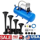 Train Horn Kit 4 Trumpets Air Horn Kit 12V 150PSI For Car Truck SUV Pickup