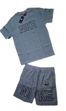 Men Nike T-shirt and Short Set, Sweat Shorts Printed 2 Peice Set Large 34-36 