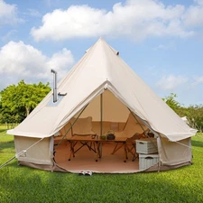 Luxury Cotton Bell Tent with Stove Jack Outdoor Canvas Tent for 4/6/8/10 Person