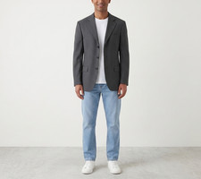 FERRE Blazer Men's EU 46 Single Breasted Wool Pinstriped Notch Lapel Grey