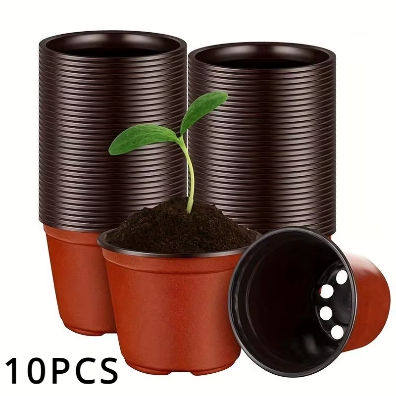 10Pcs Plastic Plant Nursery Pots Seedling Plant Pot for Indoor Outdoor Planting