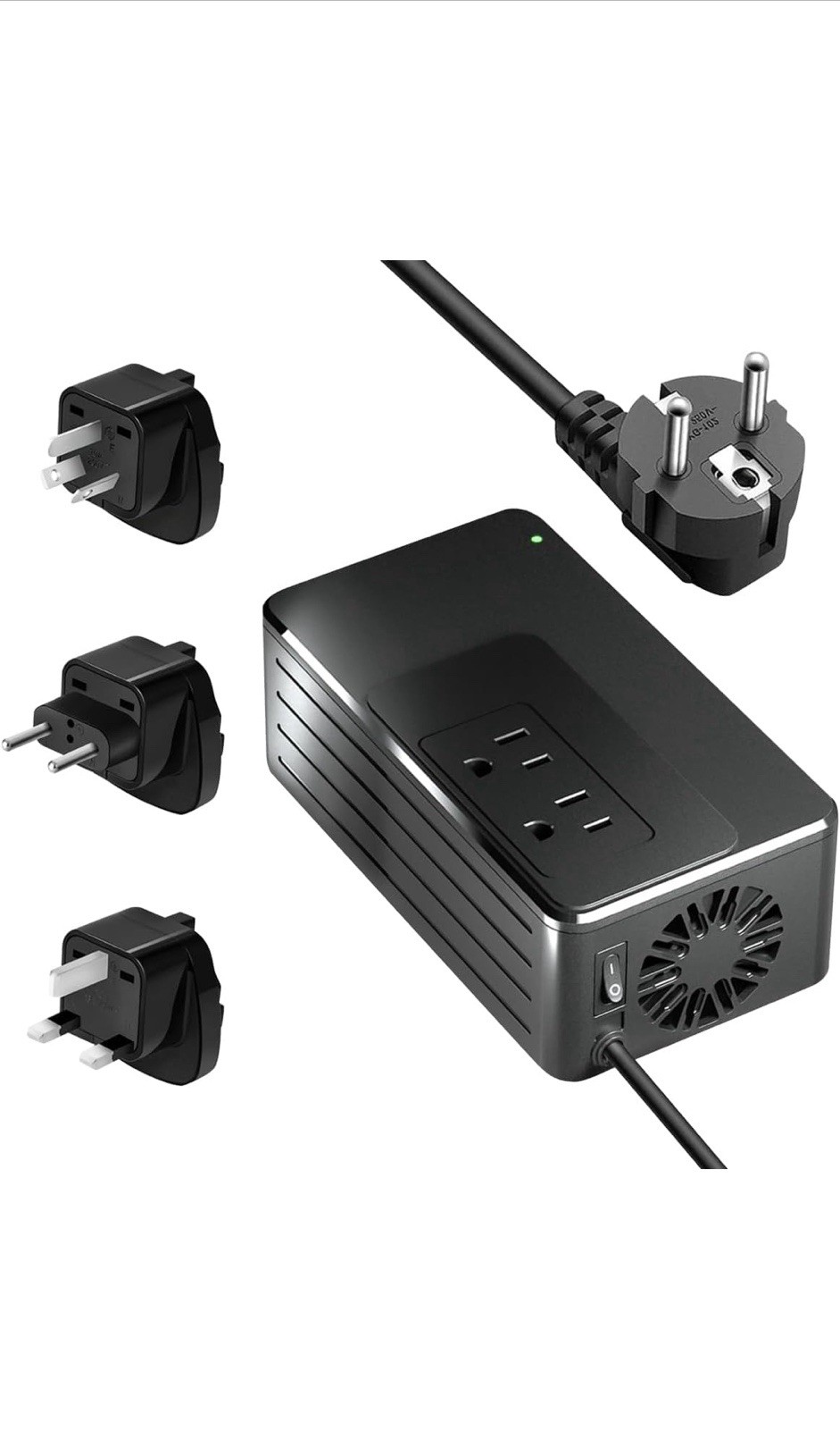 1200W Universal Travel Adapter Converter Step-Down 220V to 110V, Pure Sine Wave