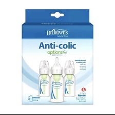 Dr. Brown's Options Narrow Baby Bottle Level 1 4oz 3-Pack Anti-Colic Pump NEW