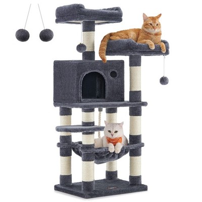Kratzbaum, 112 cm hoch, Katzenbaum mit 11 Kratzsäulen, 2 Plattformen, 1 Katze...