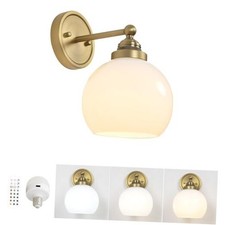 Vintage Rechargeable Battery Operated Wall Sconce with Milky White Globe