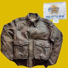 Golden Bear Leather Flight Jacket M Brown Made in USA Vintage Excellent