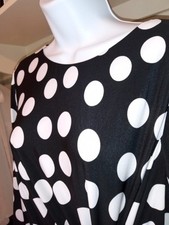 Chico's 2 Below Knee Black White Polka Dot Dress NWT Knot On Side 3/4 Sleeves