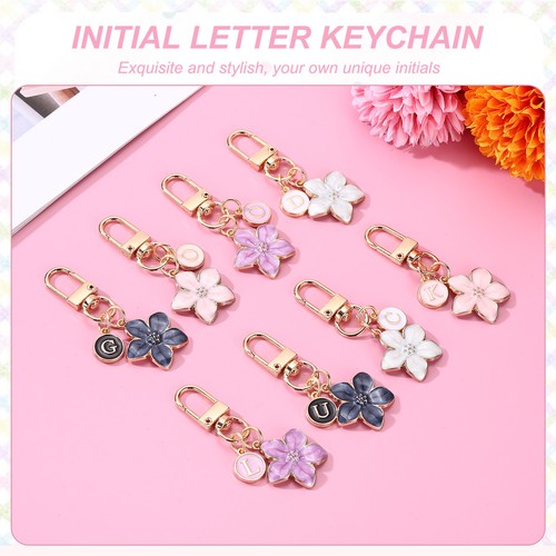 Cute Flower Keychain, Letter-W Initial Keychain Charm for Women, Pink - Picture 4 of 7