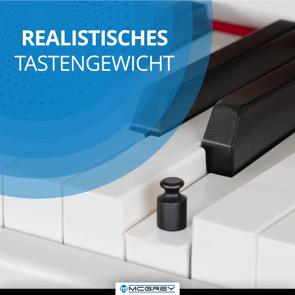 88 Touches Clavier Piano Numerique Electrique avec 3 Pedales 8 Sons et USB Blanc - Photo 3/4