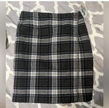 Herman Geist Vintage Plaid Wrap Around Wool Skirt Womens Size 8